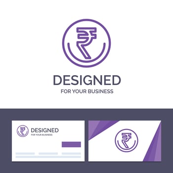 Creative Business Card and Logo template Business Currency Finance Indian Inr Rupee Trade Vector Ill