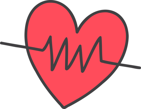 Hand Drawn heart with pulse illustration png