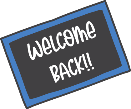 welcome back lettering on chalkboard illustration png