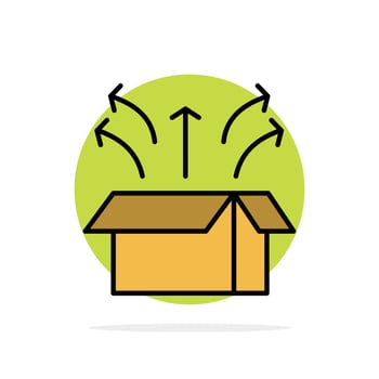 Release Box Launch Open Box Product Abstract Circle Background Flat color Icon vector