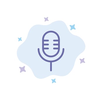 Mic Microphone Sound Show Blue Icon on Abstract Cloud Background vector
