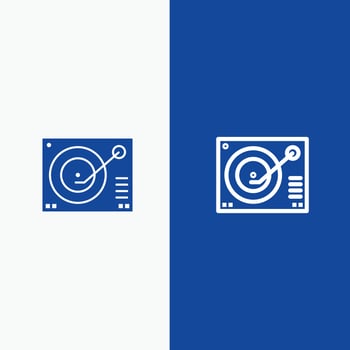 Deck Device Phonograph Player Record Line and Glyph Solid icon Blue banner Line and Glyph Solid icon vector