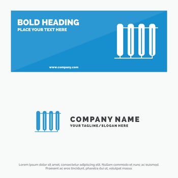 Battery Heater Hot Radiator Heating SOlid Icon Website Banner and Business Logo Template vector