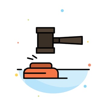 Action Auction Court Gavel Hammer Judge Law Legal Abstract Flat Color Icon Template vector