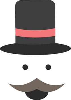 moustache Hipster movember hat men Flat Color Icon Vector
