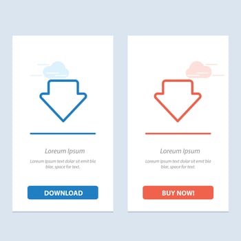 Arrow Down Download  Blue and Red Download and Buy Now web Widget Card Template vector