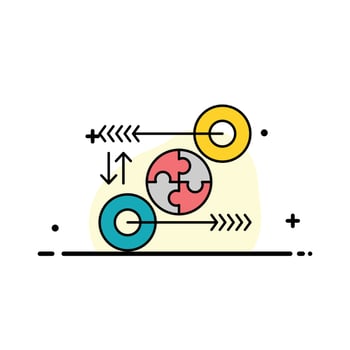 Puzzle Business Idea Marketing Pertinent  Business Flat Line Filled Icon Vector Banner Template