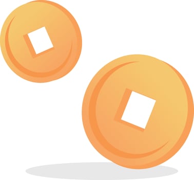 Elements of Chinese New Year gold coins, money and wealth, culture and traditions, celebration of festivals, vector cartoon style
