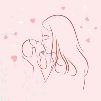 Mother holding baby in arms vector artwork happy mothers day