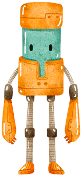 Cute Robot hand paint watercolor png