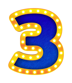3 retro cinema light bulb sign alphabet png