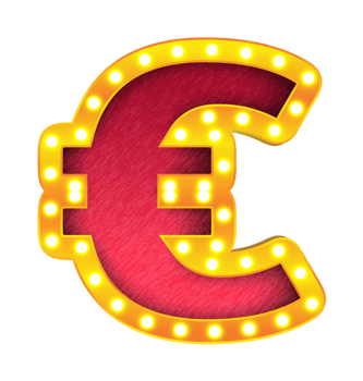 euro retro cinema light bulb sign alphabet png