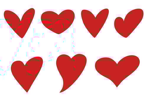 Heart and love. Set of hearts for Valentine's day. Holiday of all lovers. Valentine's Day 2021. February 14. Red icons. Flat design. Vector hand draw illustration.