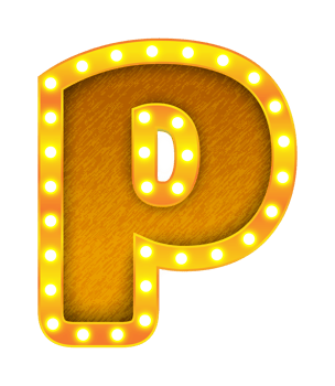p retro cinema light bulb sign alphabet png