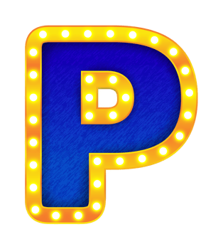 p retro cinema light bulb sign alphabet png