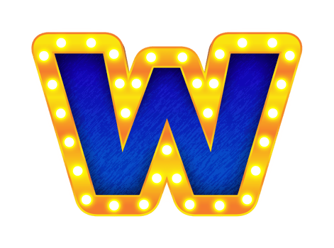 w retro cinema light bulb sign alphabet png