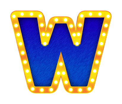 w retro cinema light bulb sign alphabet png