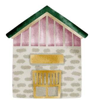 Little house watercolor cartoon cute png