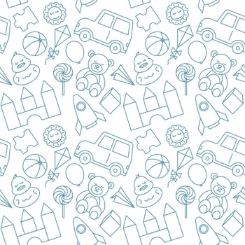 Toy Children Kid Seamless Pattern Outline Background vector