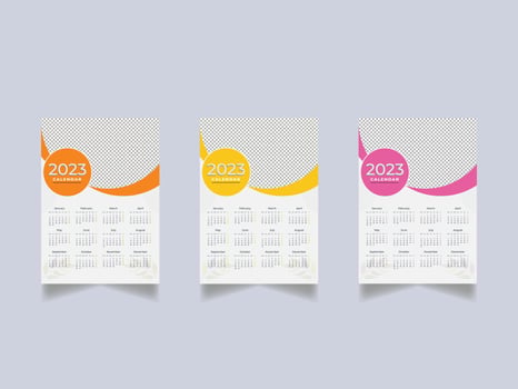 Colorful corporate 2023 wall calendar design template vector