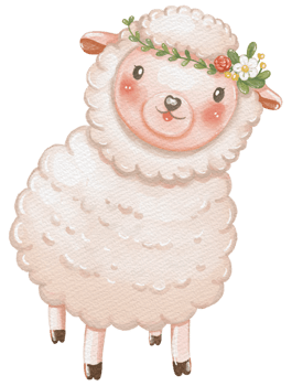 Cute sheep animal character watercolor png