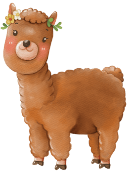 Cute alpaca animal character watercolor png