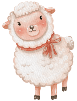 Cute sheep animal character watercolor png