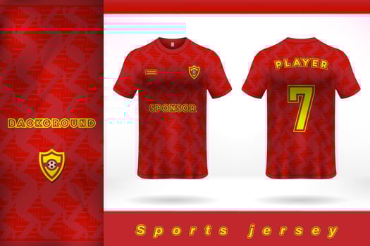 Red sports jersey template design vector