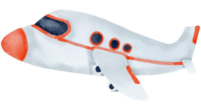 Airplane watercolor cartoon cute png