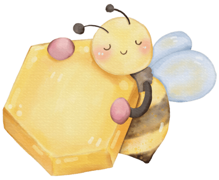 Cute bee animal character watercolor png