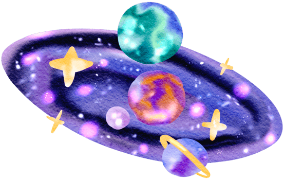 Space watercolor hand painted png
