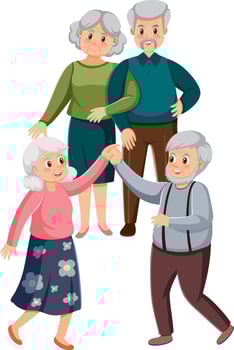 Elderly people on white background vector