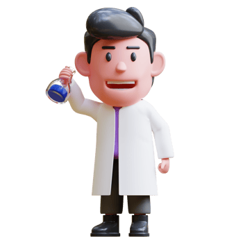 3d rendering of cute character illustration of scientist holding research results png