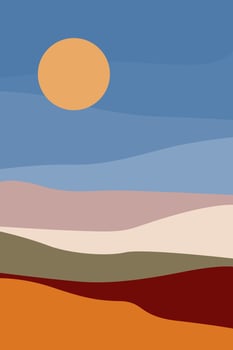 Minimalist boho landscape pattern. Mountain nature terra for design travel agency flyer, summer holiday tour poster, greeting card etc vector
