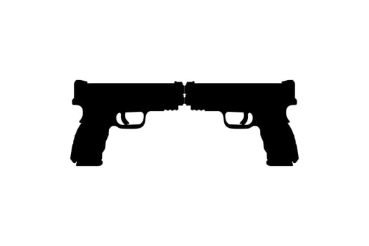 Silhouette of Gun Pistol for Logo, Pictogram, Website or Graphic Design Element. Vector Illustration