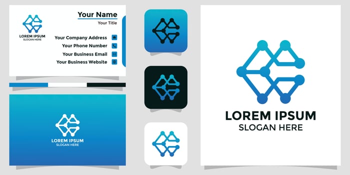 technology letter C design logo and branding card vector