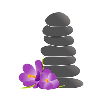 Rock Balance and Flower logo vector