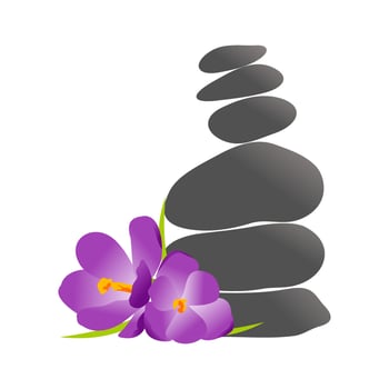Rock Balance and Flower logo vector