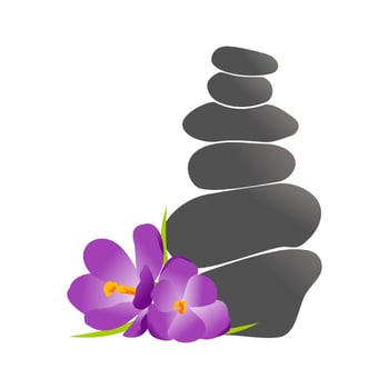 Rock Balance and Flower logo vector