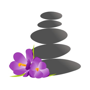 Rock Balance and Flower logo vector