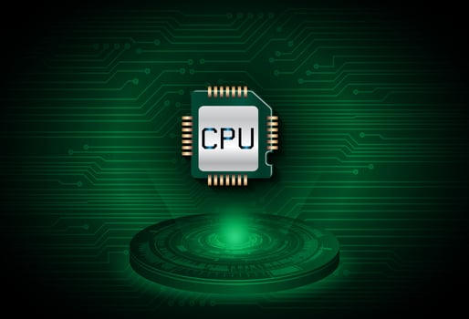 Modern Chip Holographic Projector on Technology Background vector