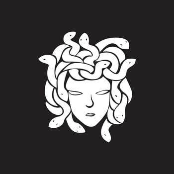 medusa head logo template. ancient Greek mythology character. woman with snake hair. vector