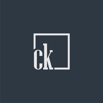 CK initial monogram logo with rectangle style dsign vector