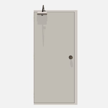 The door is a large door in brown-pink tone with knobs and handles vector