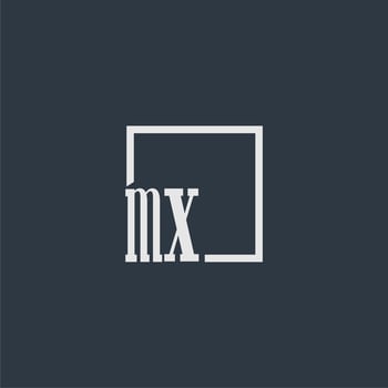 MX initial monogram logo with rectangle style dsign vector