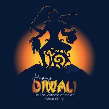 Easy to edit vector illustration of Goddess Kali puja celebration during Diwali festival of India