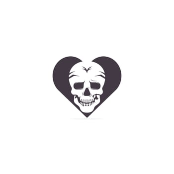 Skull with heart logo design template. Skull in vintage style. vector