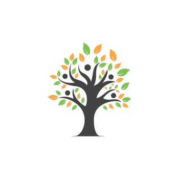 Tree people logo. Healthy people logo design. Human life logo icon of abstract people tree vector. vector