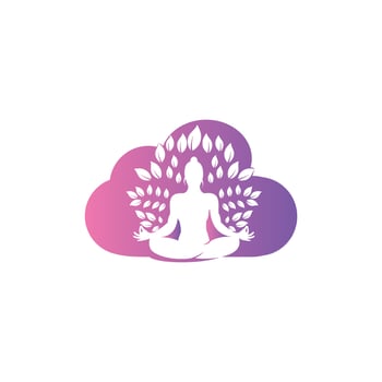 Cloud yoga logo vector with concept style.