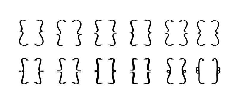 Black curly braces set vector illustration isolated on white background
